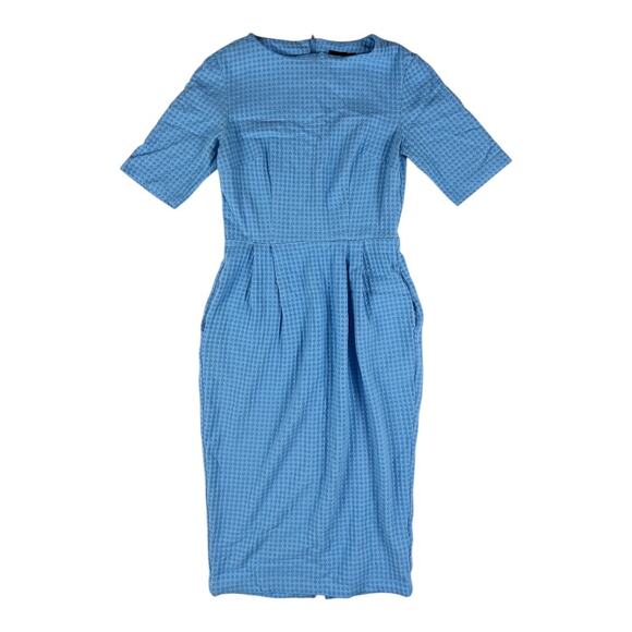 Asos Tall Blue Textured Summer Sheath Pencil Dress size 8 - Picture 1 of 13